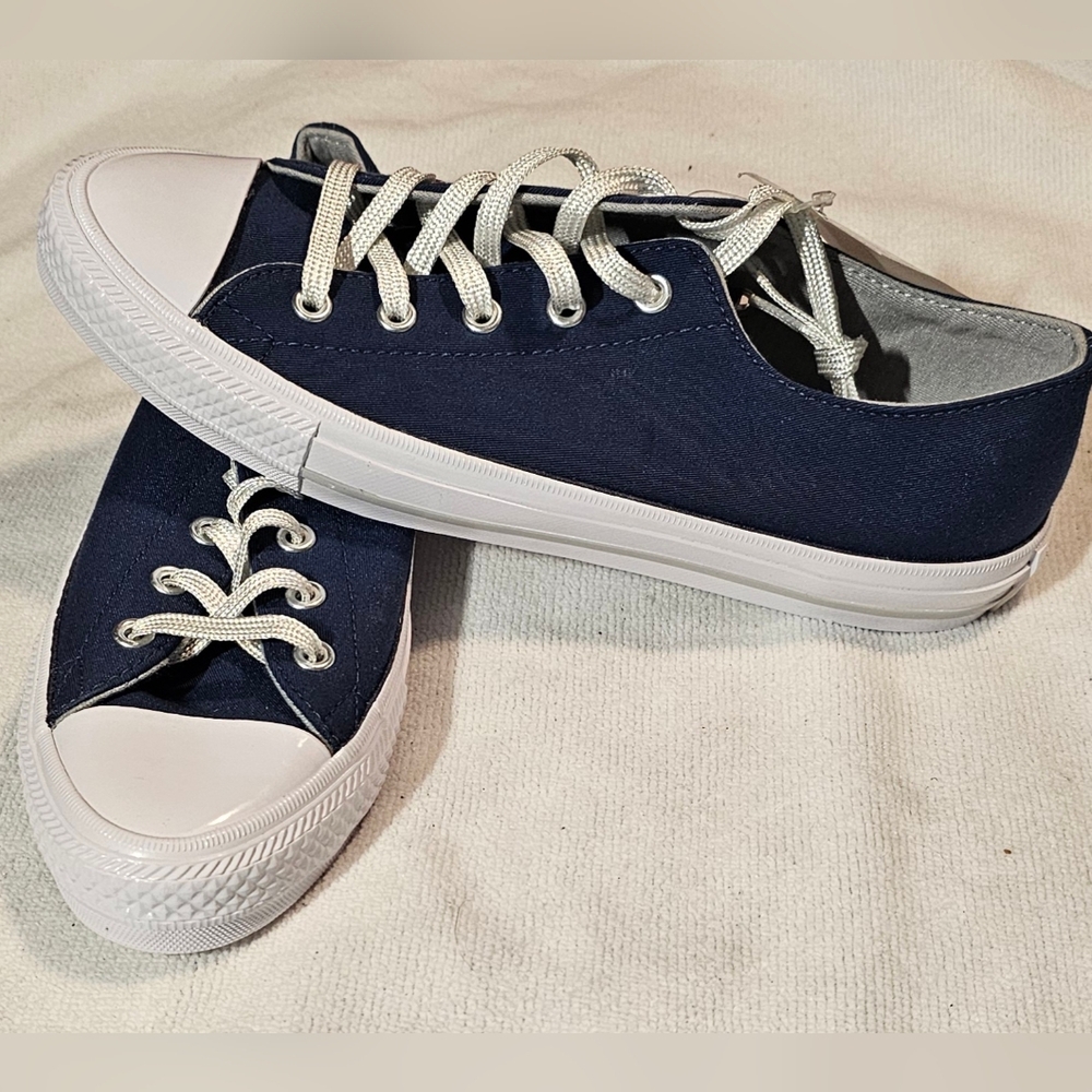 Converse Sneakers All-Star Blue Canvas White Label & Soles Women's Size 7 NEW